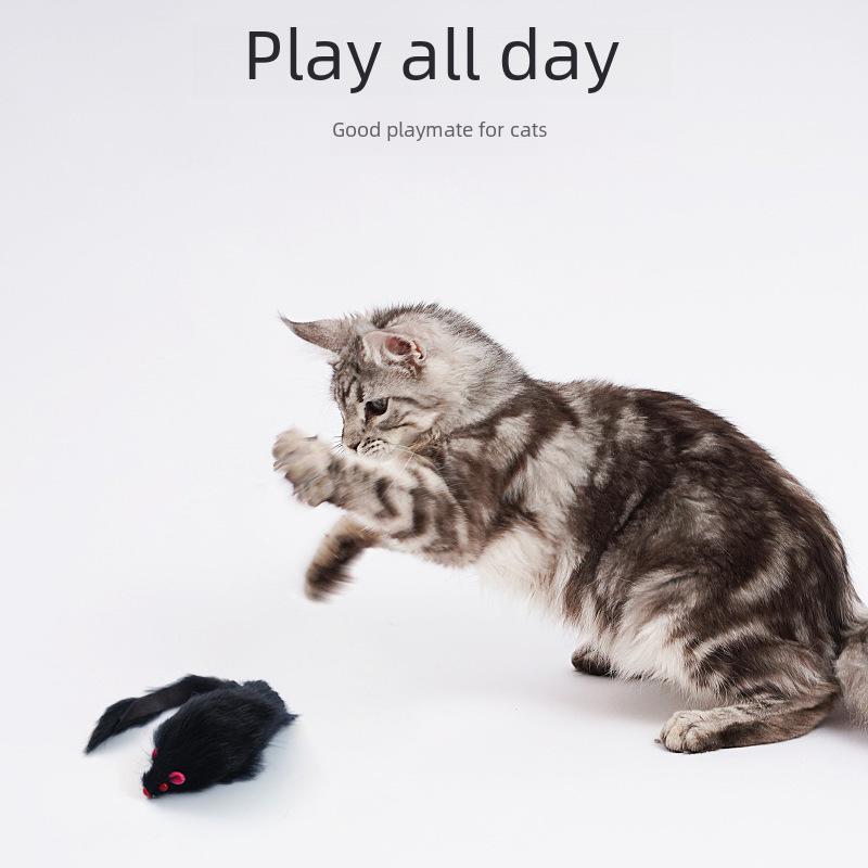 Large Rabbit Fur Mouse Simulation Plush Cat Toy with Sound