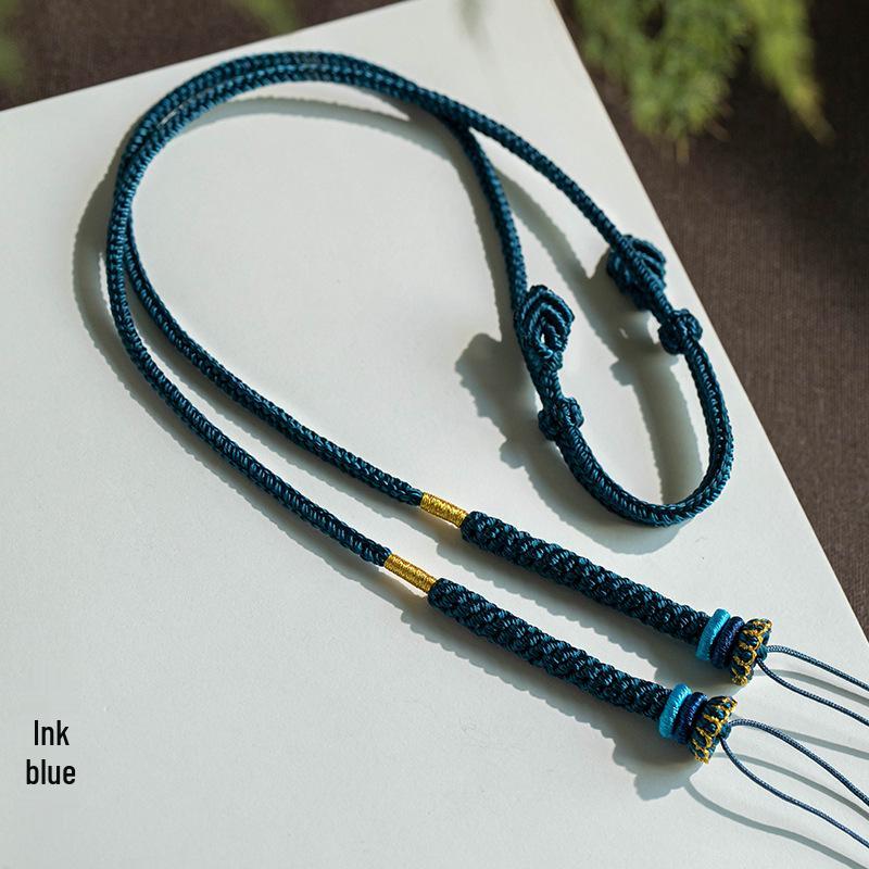 Hand-Woven Amber Turquoise Dzi Bead Sweater Chain for Men and Women