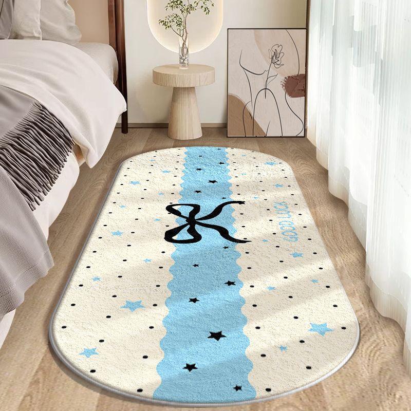 Bow Thickened Imitation Cashmere Bedside Blanket Bedroom Wear-resistant Non-slip Carpet Balcony Cool Bay Window Mat