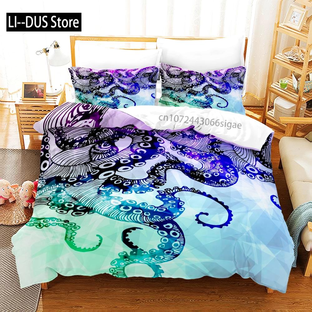 The Underwater World Bedding Set Single Twin Full Queen King Size Fish Bed Set Aldult Kid Bedroom Duvetcover Sets 3D Print 014
