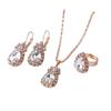 European Trendy Water Drop Jewelry Set: Necklace, Earrings, and Ring for Evening Parties