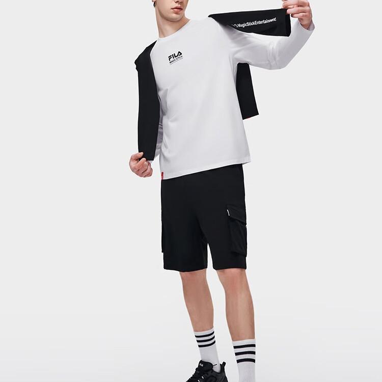 Fila Solid Color Letter Print Crew Neck Pullover Casual Knit Long Sleeve T-Shirt Men Tops White F11M319218F-WT