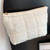 Women Cosmetic Pouch Padded Quilted Toiletry Bag Large Capacity Makeup Organizer Bag Solid Color Travel Cosmetic Bag