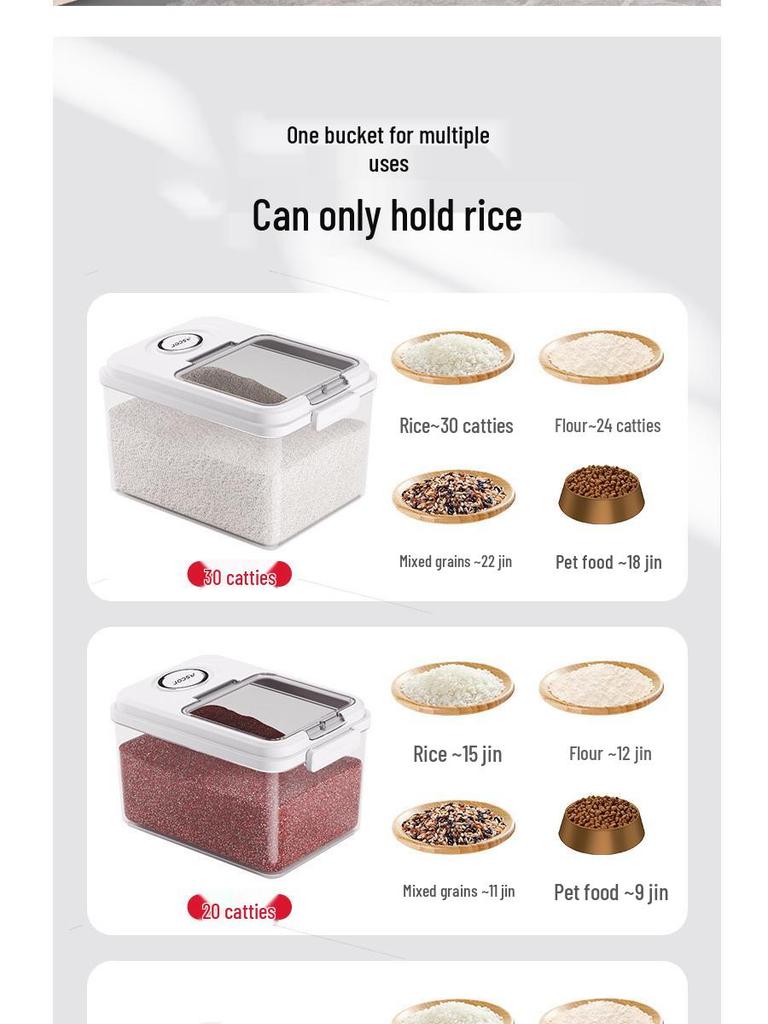 Large Rice and Flour Storage Bin: Sealed, Insect-Proof, Moisture-Proof, Food-Grade.