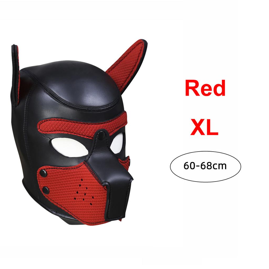 XL-Größe, brandneue, modische, gepolsterte Latex-Gummi-Rollenspiel-Hundemaske, Welpe, Cosplay, voller Kopf mit Ohren, 10 Farben, Leistung