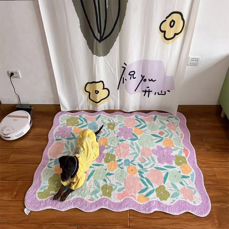 Karpetti Unisex Carpets For Living Room Plaid Children Bedroom Fluffy Rug Home Decoration Cloakroom Cute Floral Plush Mats Tapis