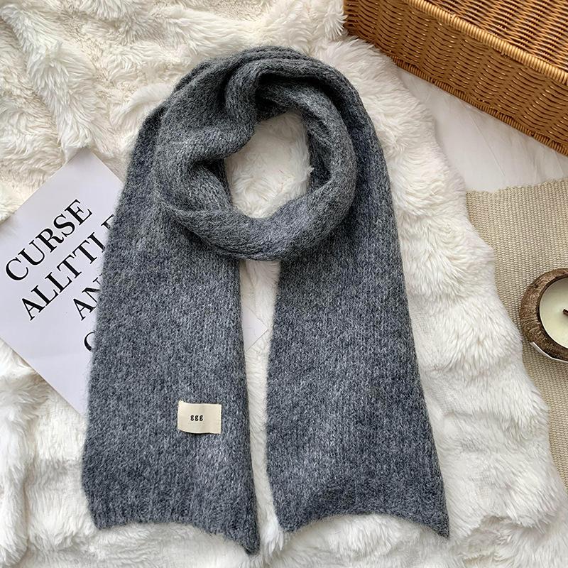 Scarf women's winter high-end sense new solid color warm imitation cashmere scarf knitted scarf shawl
