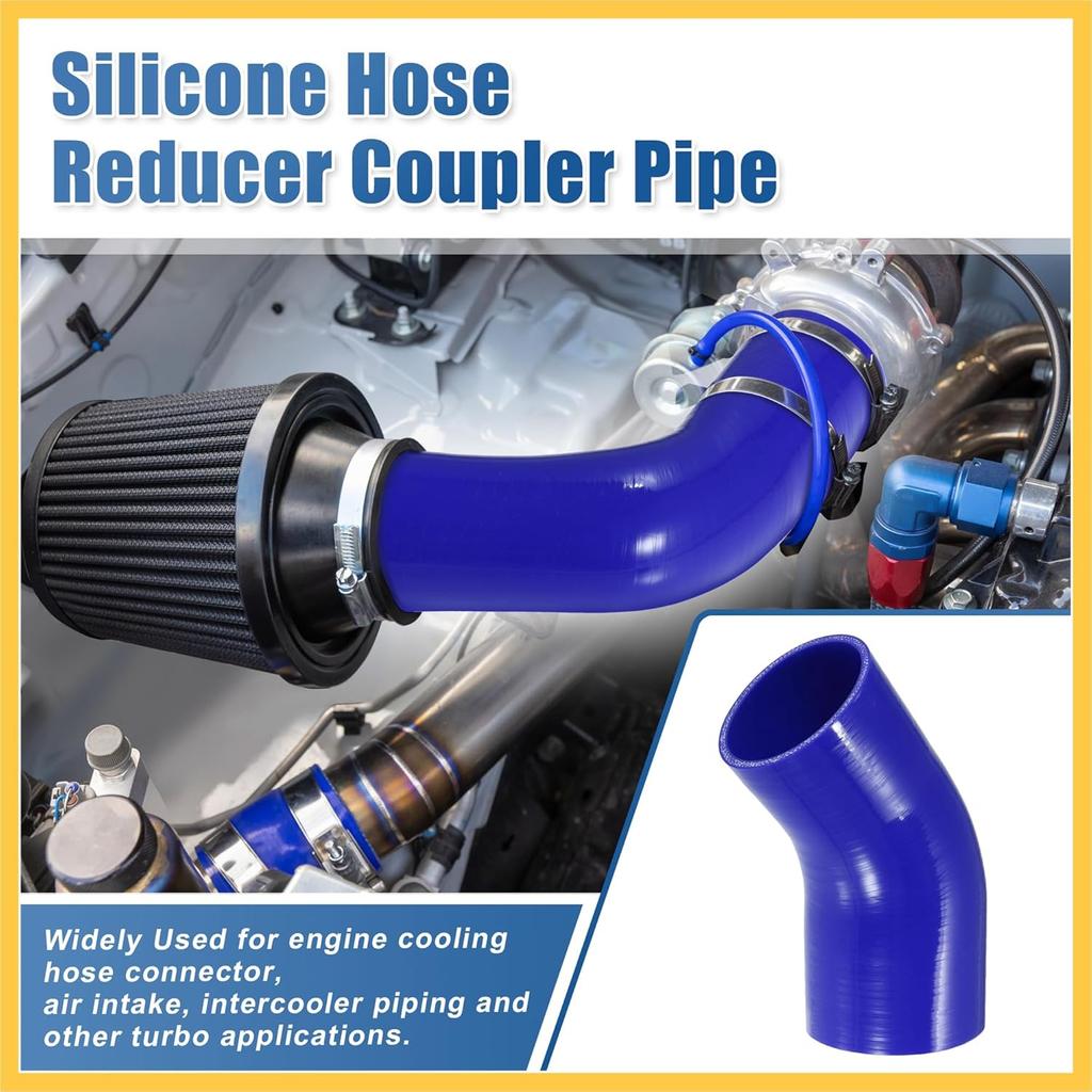 45 Degree 3 Inch to 3.5 Inch ID 4Ply Car Elbow Reducer Silicone Hose Coupler Intercooler Tube Intake Piping Blue 76-89mm Auto Replacement Parts