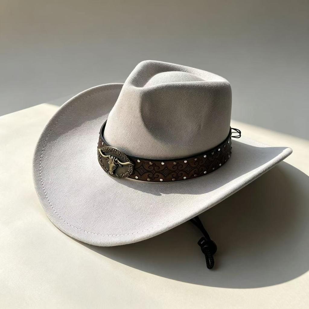 Popular Western Cowboy Hat Men's and Women's Retro Ethnic Style Big-brimmed Knight Hat Suede Cowboy Hat