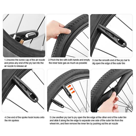 Bicycle Tire Lever Tyre Spoon Ergonomic Design Rounded Edge Burr-Free Reliable