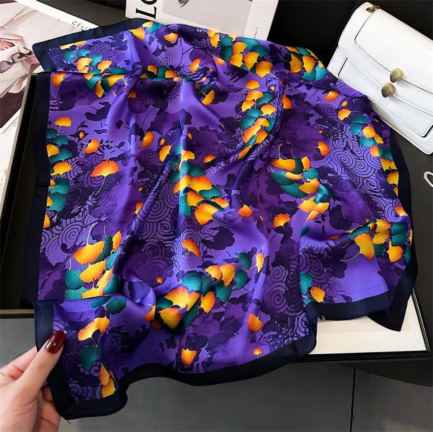 New Luxury Women's Soft Satin Hair Scarves Fashion Square Printed Headscarf 70cm Professional Accessories Designer Scarf