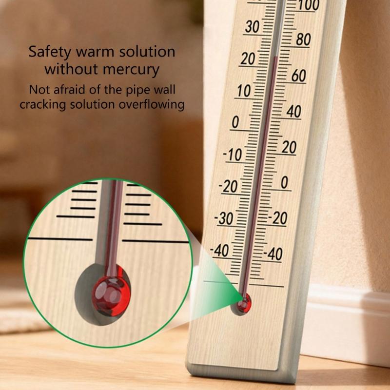 Wall Mountable Wooden Temperature Gauge Accurate -40℃ To 50℃ with Safe Kerosene Solution Large Display Area for Easy Installation
