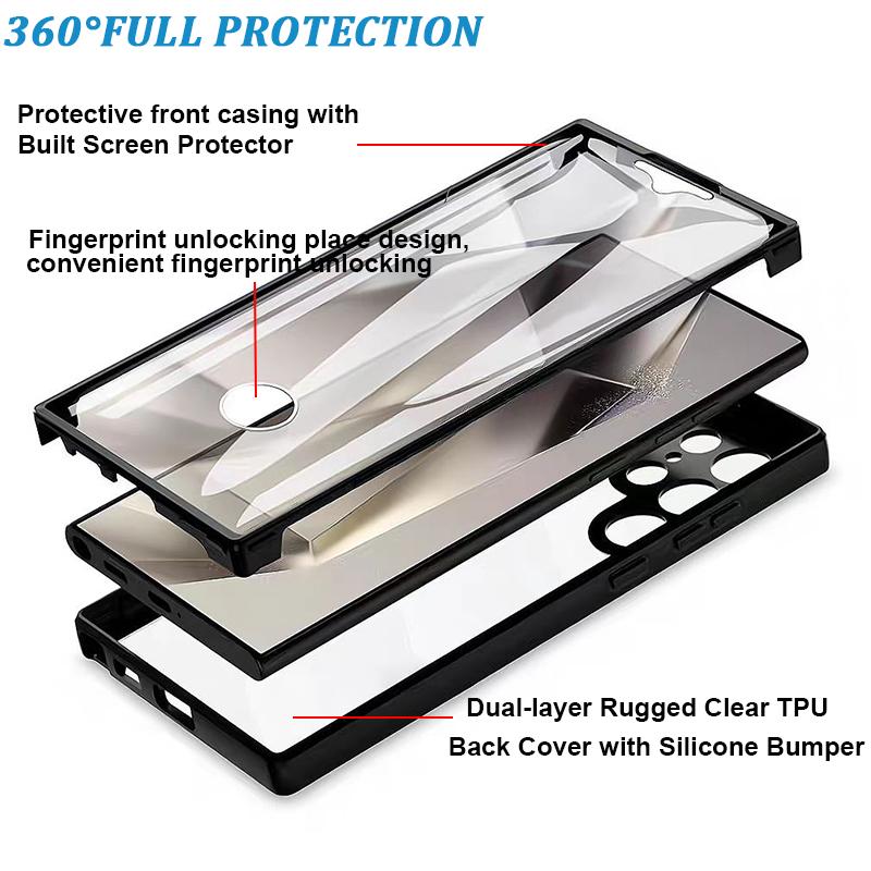 360 Full Protection Case for Samsung Galaxy S22 Ultra S21 S22 Plus A51 A72 A52 A32 A12 M12 A53 A33 Double-Sided TPU Phone Case