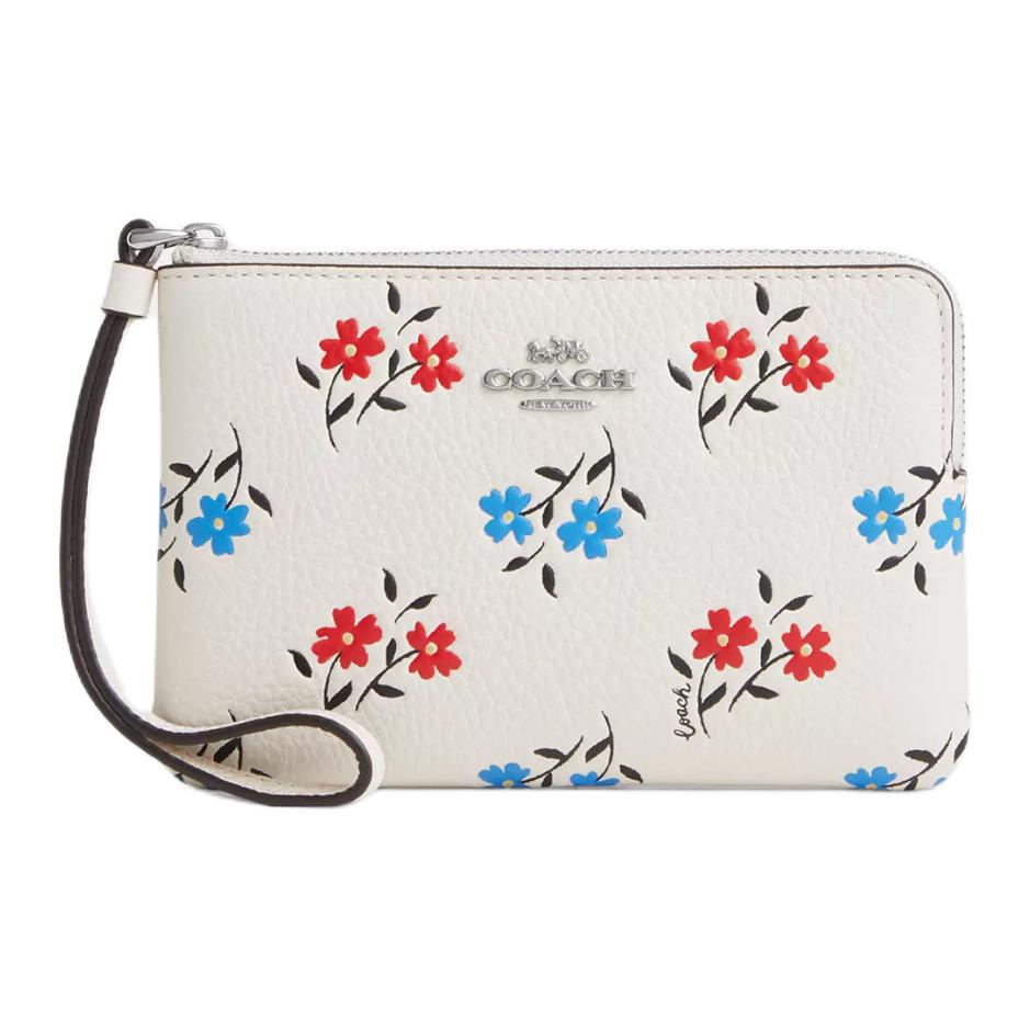

Coach Corner Zip 16 Floral Print Wristlet Clutch Women clutch Silver Multicolor CT988-SVCAH Basic Set (Bag+Dust Bag)