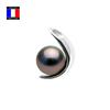 Compagnie Générale Des Perles - Crescent Pendant Genuine Tahitian Pearl Round 9-10 Mm 18 Cts White Gold - Women's Jewelry