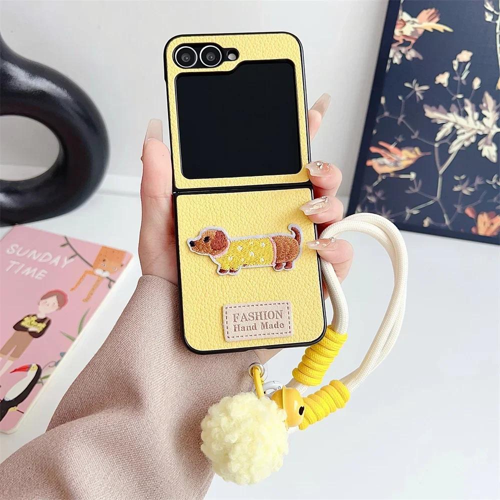 

Мультяшный кожаный чехол-ремешок на запястье для Samsung Galaxy Z Flip 6 5 4 3 Flip6 Flip5 Flip4 Flip3 5G Противоударный защитный чехол For Samsung Galaxy Z Flip 5