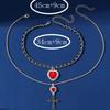 Dark Series Halloween Heart & Cross Earring Necklace Set - Sweet, Cool, Spicy Girl Hip Hop Jewelry