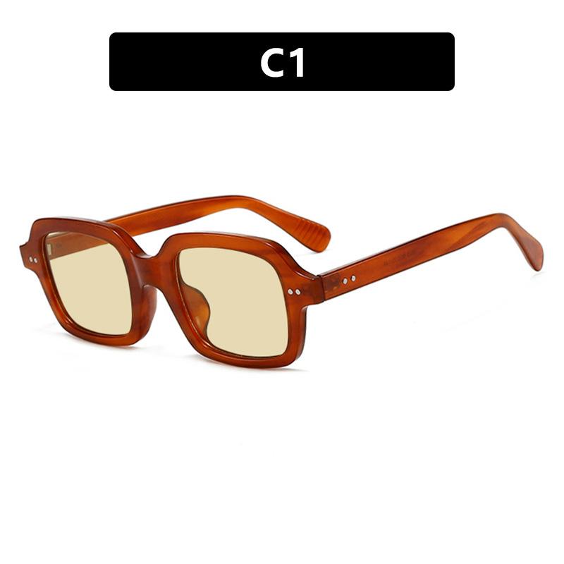 Vintage Punk Rivets Sunglasses Women Thick Frame Sun Glasses Fashion Jelly Color Square Sunshade Eyewear UV400  Oculos