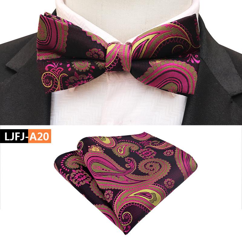 Set de papion cu buzunar și prosop la modă, papion de nuntă pentru mire și cavaler de onoare