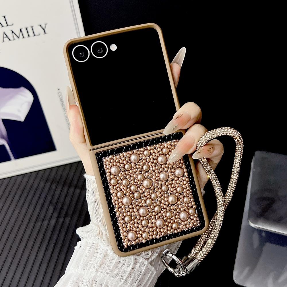 

Для Samsung Galaxy Z Flip7 Flip 7 6 5 4 3 Flip6 3D Корпус з перламутровими краплями води Блискучий браслет на зап ястя М яка рамка Захисна оболонка Galaxy Z Flip6 золотий