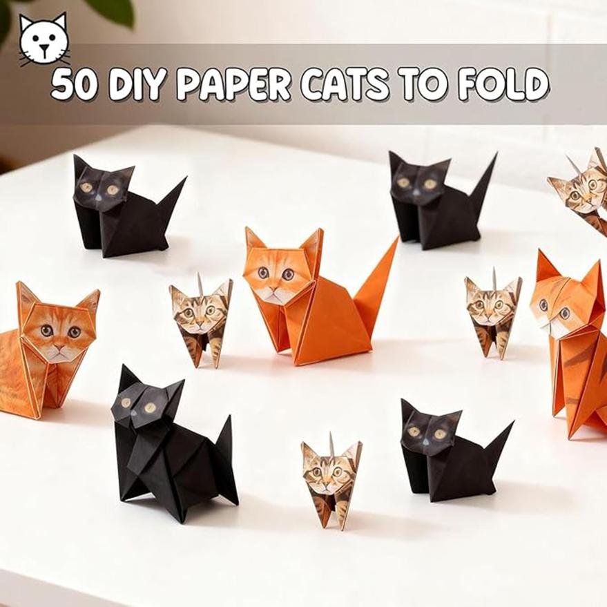 Creative DIY Paper Cats Handmade DIY Paper Cat Dog Dinosaur Folding Animal Folding Craft Paper Set for Home Decoration Gifts