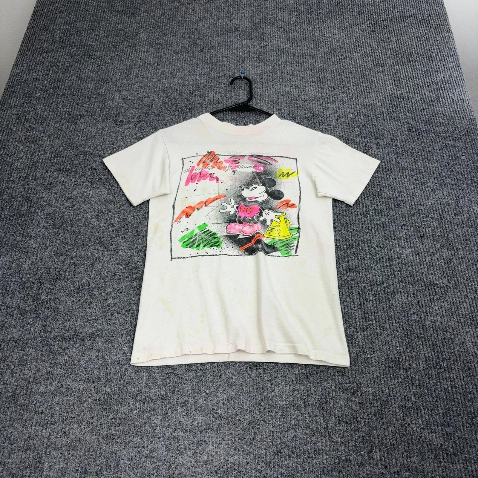 Vintage Disney Mickey Mouse T Shirt Adult S White Cotton Graphic Print 90s Style 2XL