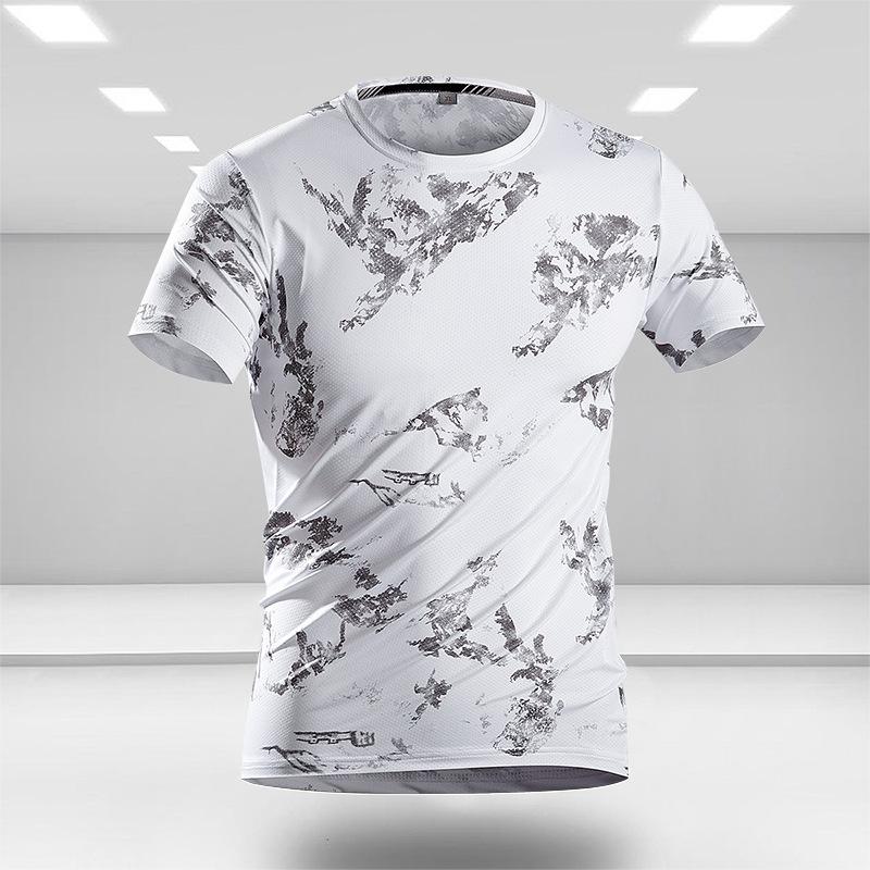 Large Size Short Sleeved T-shirt Men's Sports Ice Silk Quick Drying Half Sleeved Men's Ice Sensation Top