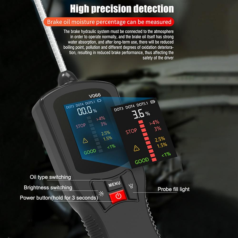 V066 Brake Fluid Tester for Car Diagnostics Water Content Measurement DOT3 DOT4 DOT5.1 Compatible