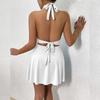Women's Fashionable And Sexy Color V-neck Strap Backless Short Dress