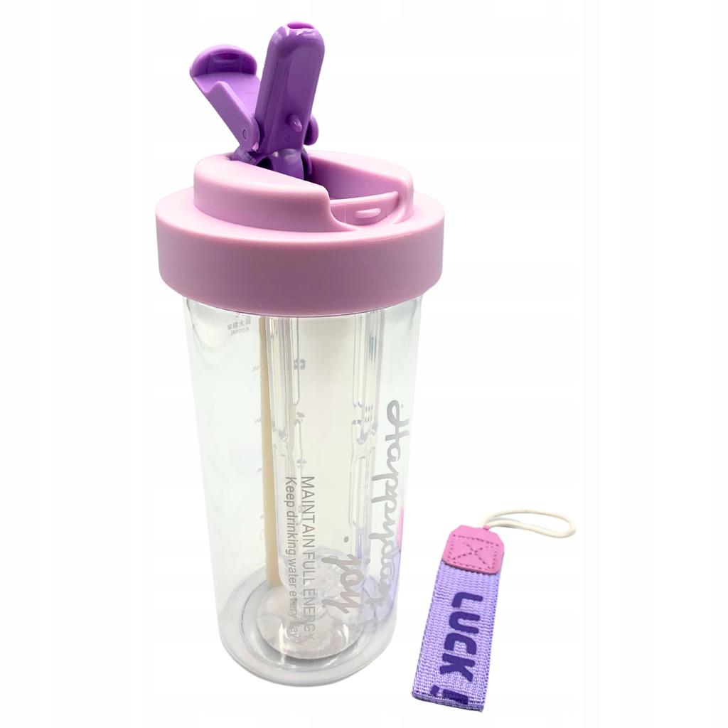 Water Bottle Drink With Straw Durable With Graduated Filter 600 Ml