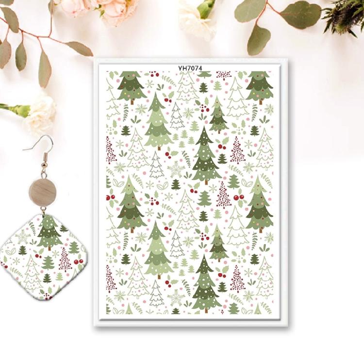 Pack of 4 Christmas Themed Transfer Paper 95x138mm Clay Earrings Water Soluble Transfer Paper for Jewelry Making