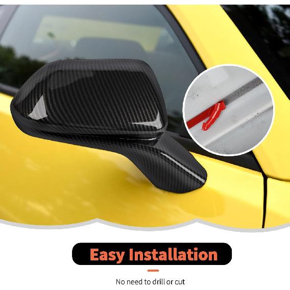 Carbon Fiber Rearview Mirror Cover Trim Decoration Exterior Accessories Compatible with Chevrolet Camaro 2016-2023