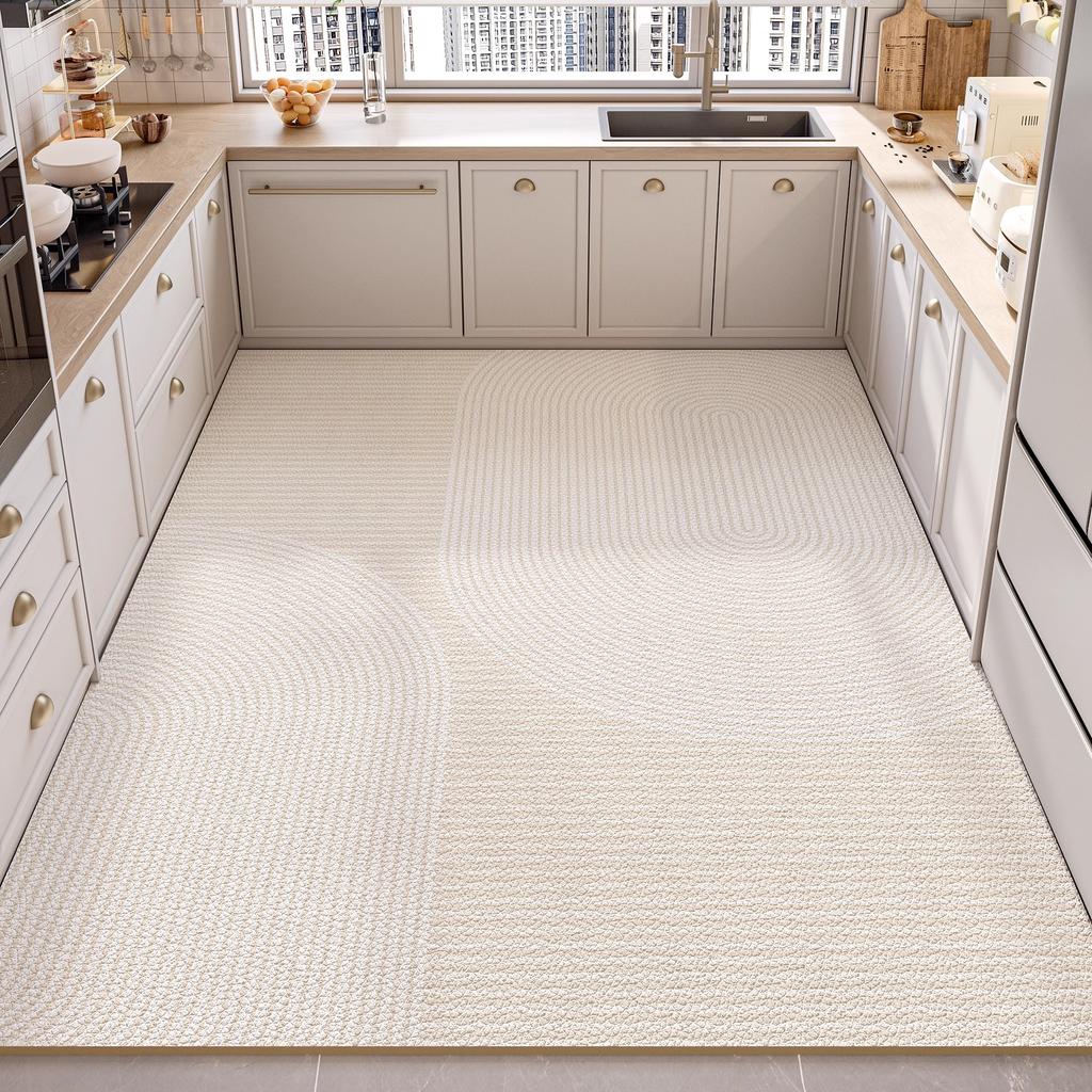 Large PVC Kitchen Floor Mat Non Slip Oil Proof Easy Clean Leather Rug For Balcony