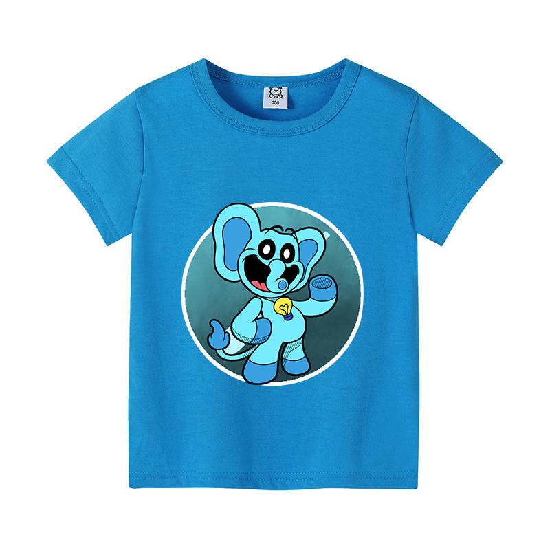 Smilings Critters Children T-shirt Short-sleeve Shirt Colorful Tee Tops Cotton Kid Cute Cartoon Figure Printed T-shirts Boy Gift