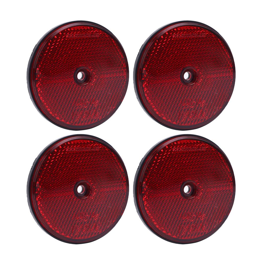 4Pcs Safety Reflectors Red Round 72mm Dia with Screw for Mailboxes Driveway Tunnels Post Cars Trailer Red