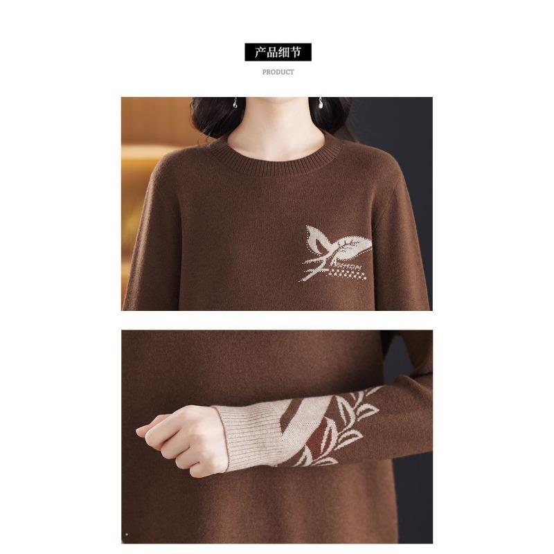 Nuovo Autunno Inverno Abbigliamento da Mamma Maglione Lavorato a Maglia alla Moda Capospalla di Media Lunghezza Camicia Intima Versatile e Ampia per Donne