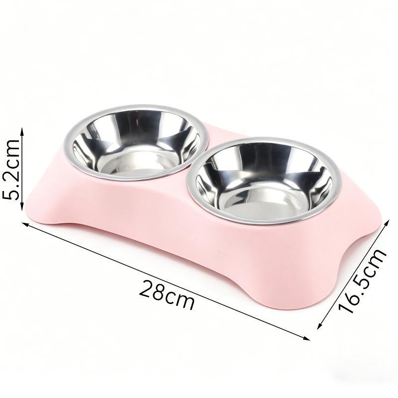 Durable Pet Stainless Steel Double Bowl Rust Resistant Cat Dog Food Water Dish for Small Medium Pets Home Use