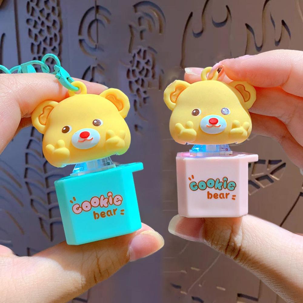 

Брелок для ключей с деревянной клавиатурой в виде медведя-рыбы с кончиком пальца для офиса, отдыха и развлечений розовый