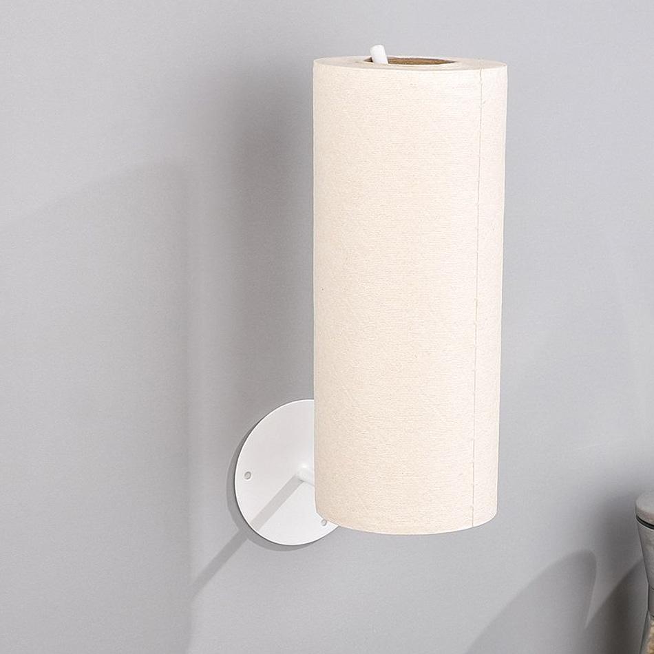 Kitchen Paper Holder White Brushed Black Stainless Steel Adhesive Wall Mounted Toilet Paper Towel Roll Holder Tissue Hanger Rack