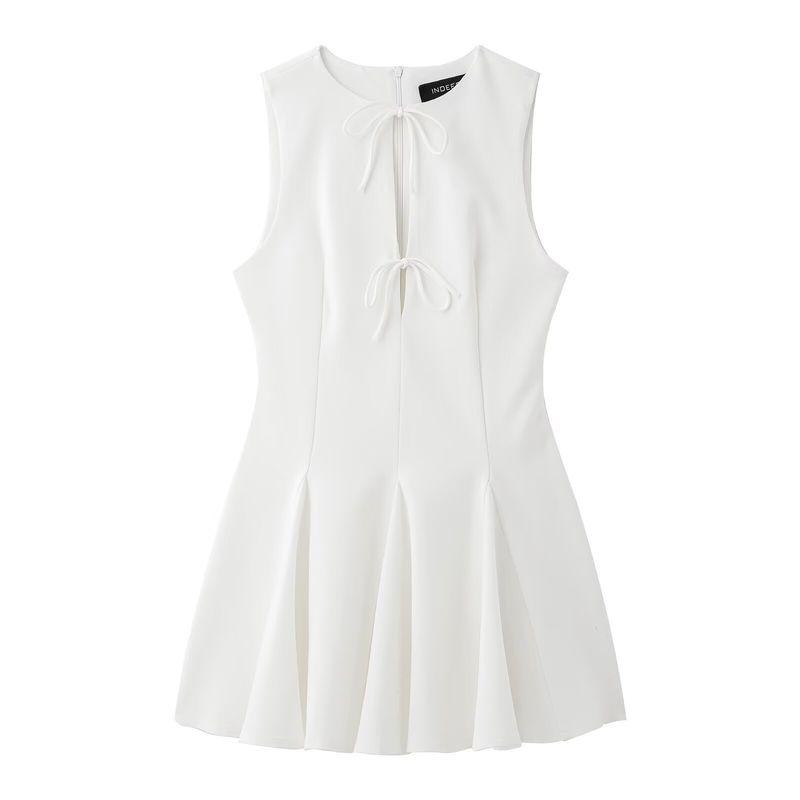Kaslead New Arrival Women's Clothing Fashion Style Fashion Wave Wide Swing Bowknot Decoration Short Dress 4661316