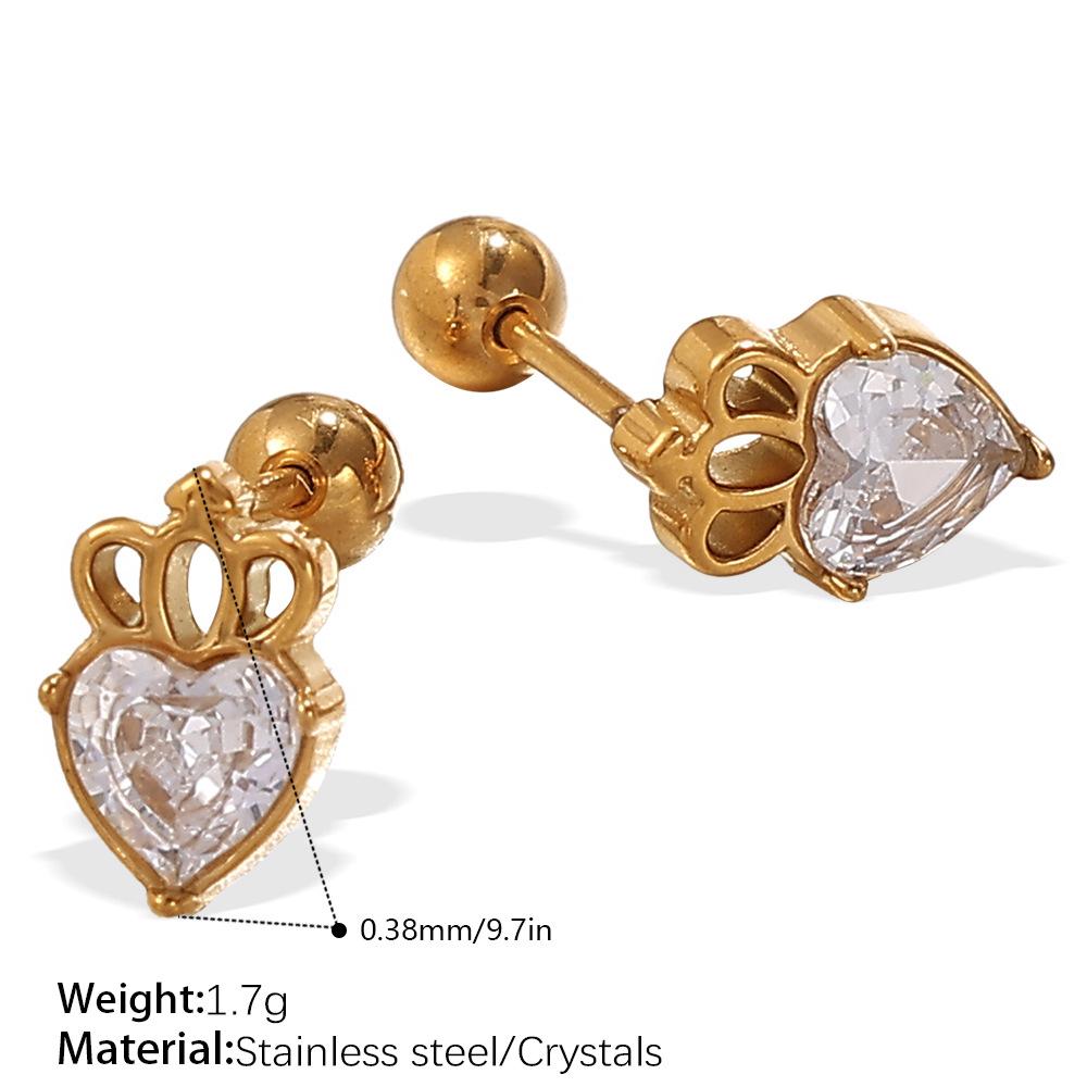 Fashion Light Luxury Gold Love Diamond Earrings Stainless Steel Gold Plated Hollow Design Earrings Women