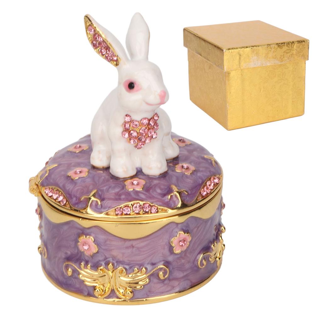 Vintage Zinc Alloy Trinket Box, Enamel Floral Pattern, Exquisite Artwork Jewelry Storage Figurine Hand Painted Trinket Box
