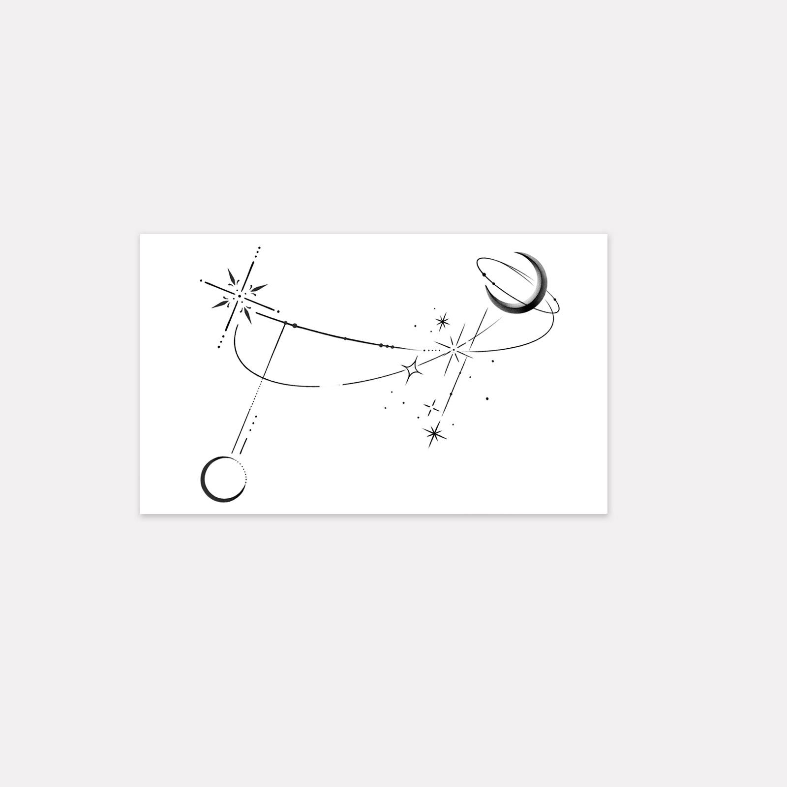 Star And Moon Constellation Tattoo Sticker, Waterproof And Long-Lasting, Fine Shining Stars And Moon, Clavicle Shoulder Tattoo 9*15