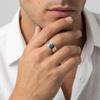 Vnox Devils Eye Adjustable Cuff Ring for Men, 6mm Wide Band Waterproof Stainless Steel Turquoise Stone Punk Rings Jewelry Gifts