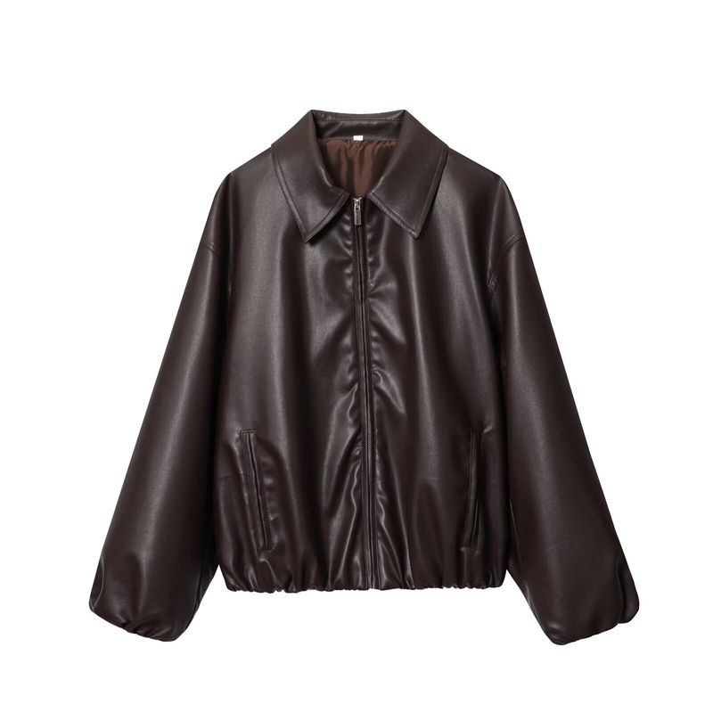 Araltay New Arrival Fashion Style Women's Clothing Fashion All-Match Minimalist Imitation Leather Pilot Jacket Outwear 4341736