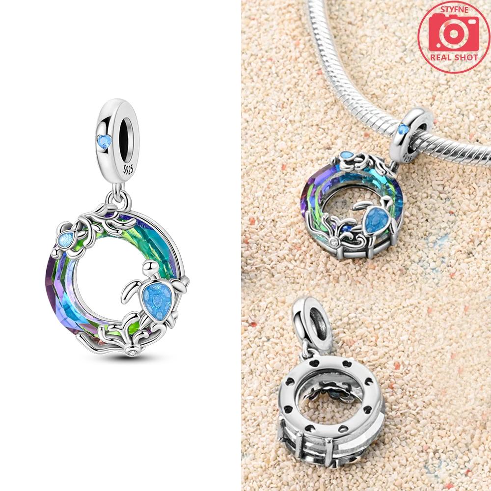 Ocean World Series Sea Blue Turtle Starfish Crab Octopus Charms Bead Fit Bracelet Copper Diy Jewelry Gift