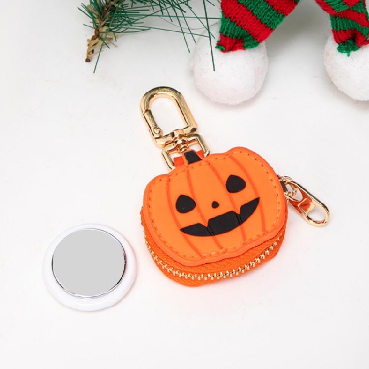 Small Coin Purse Keychain for Women Pumpkin Spiders Web Coin Pouch with Keychain Bag Charms Accessories Gift for Womens