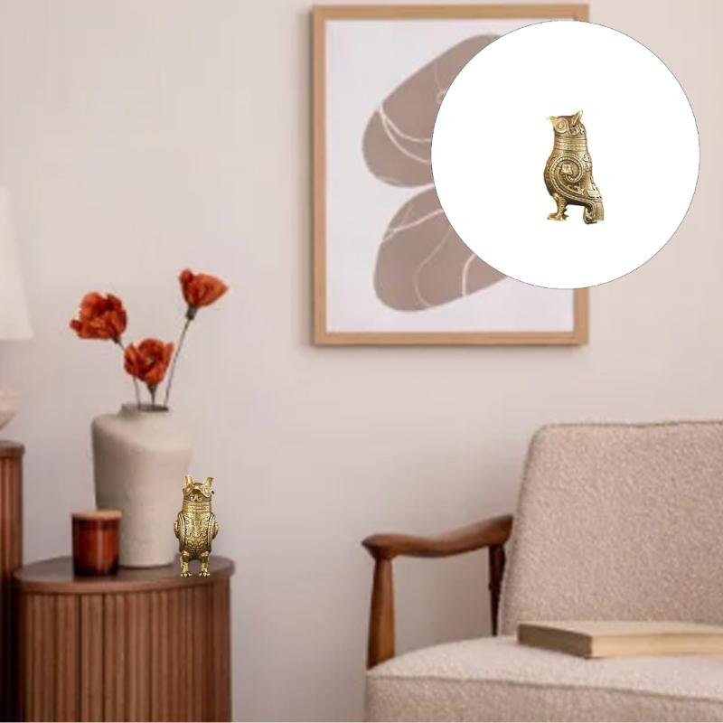 Eule Zun Bronze Miniaturfigur Antikes Chinesisches Kulturartefakt Replik Wohnzimmer Regal Display Sammlerstück