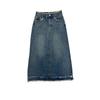 Ham Kenarlı Yüksek Bel Denim Etek Kadın Yaz Armut Vücutlu Retro Kapatıcı A-kesim Kalça Saran Orta Boy Yarım Vücut Moda Denim Büstiyer Etek