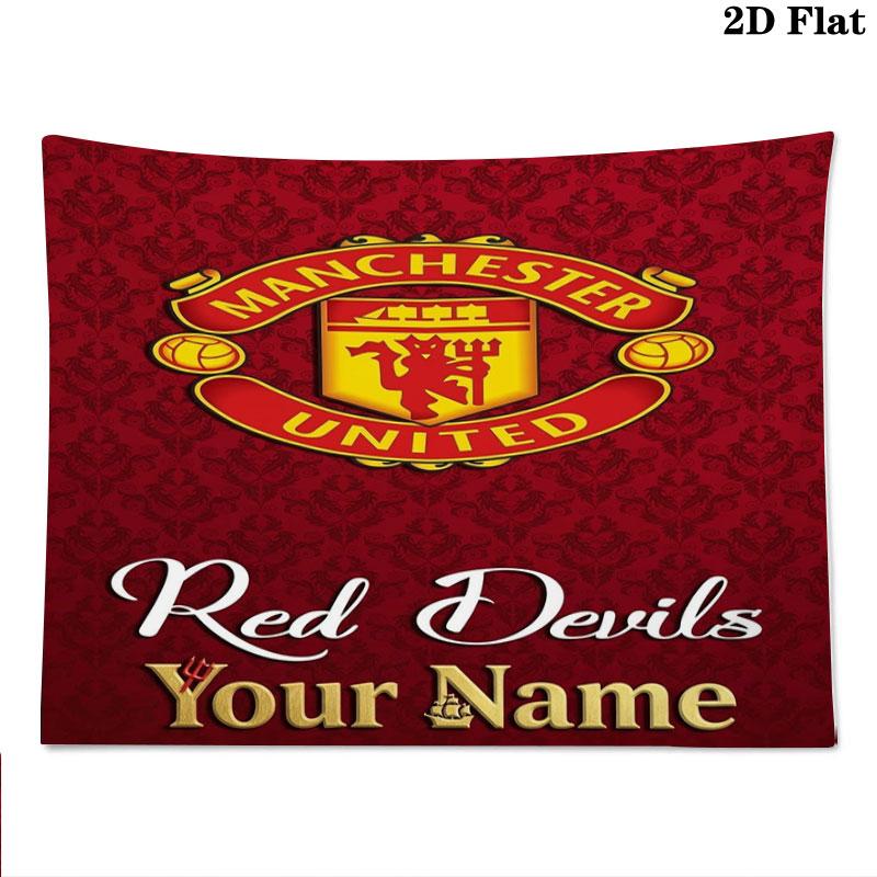 Manchester United F Custom Name Wall Tapestry Aesthetic Wall Hanging Printed Fabric Blanket Decorative Tapestries for Bedroom Living Room Home Decor